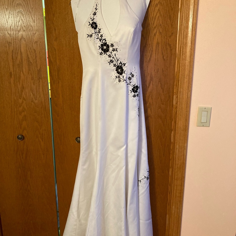 Prom Dress with Black Flowers